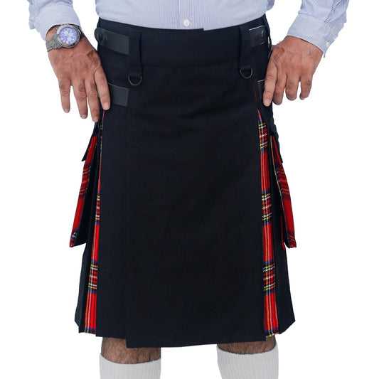 Hybrid Kilt Black and Royal Stewart