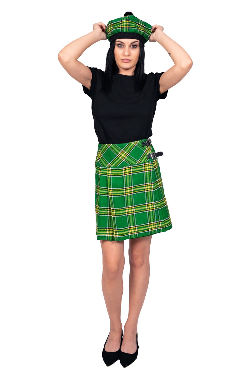 Irish Green Tartan Skirt Front Side