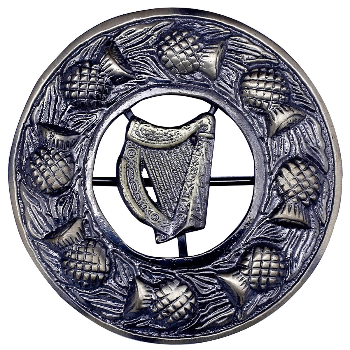 Irish Harp Badge Antique Kilt Fly Plaid Brooch