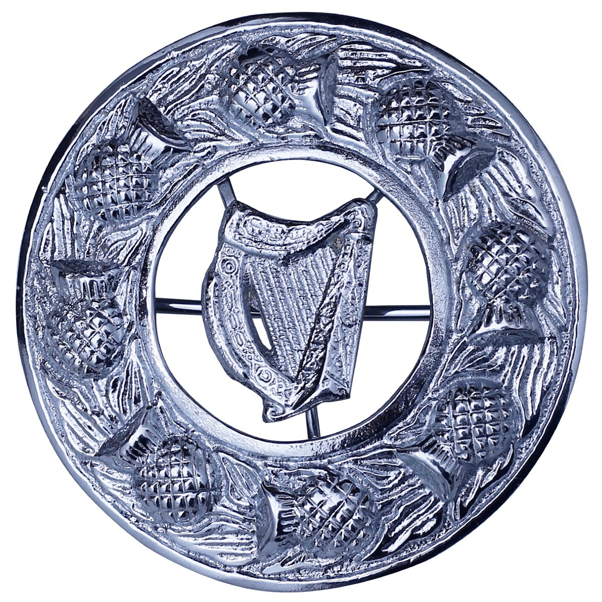 Irish Harp Kilt Fly Plaid Brooch Front