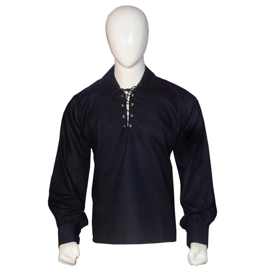 Jacobite Ghillie Kilt Shirt Black Front