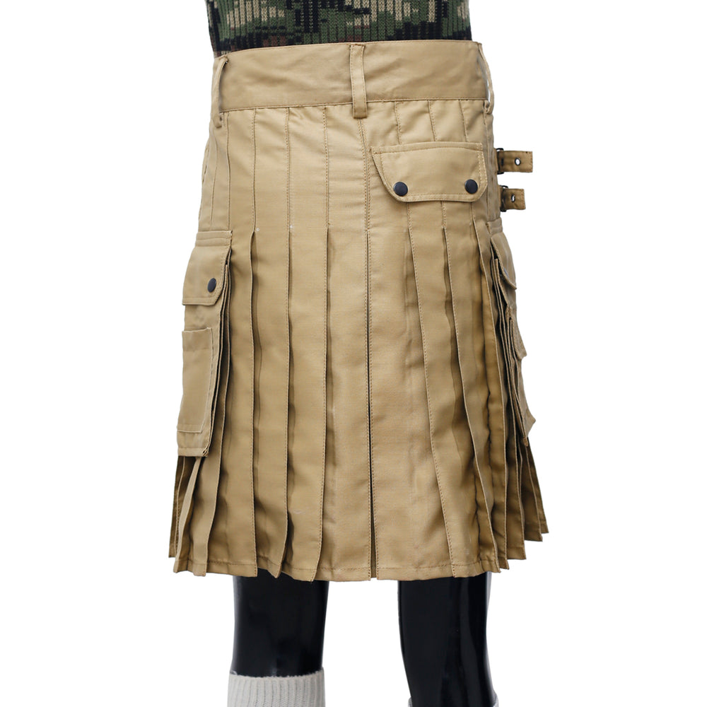 Khaaki Utility Kilt for Men Back