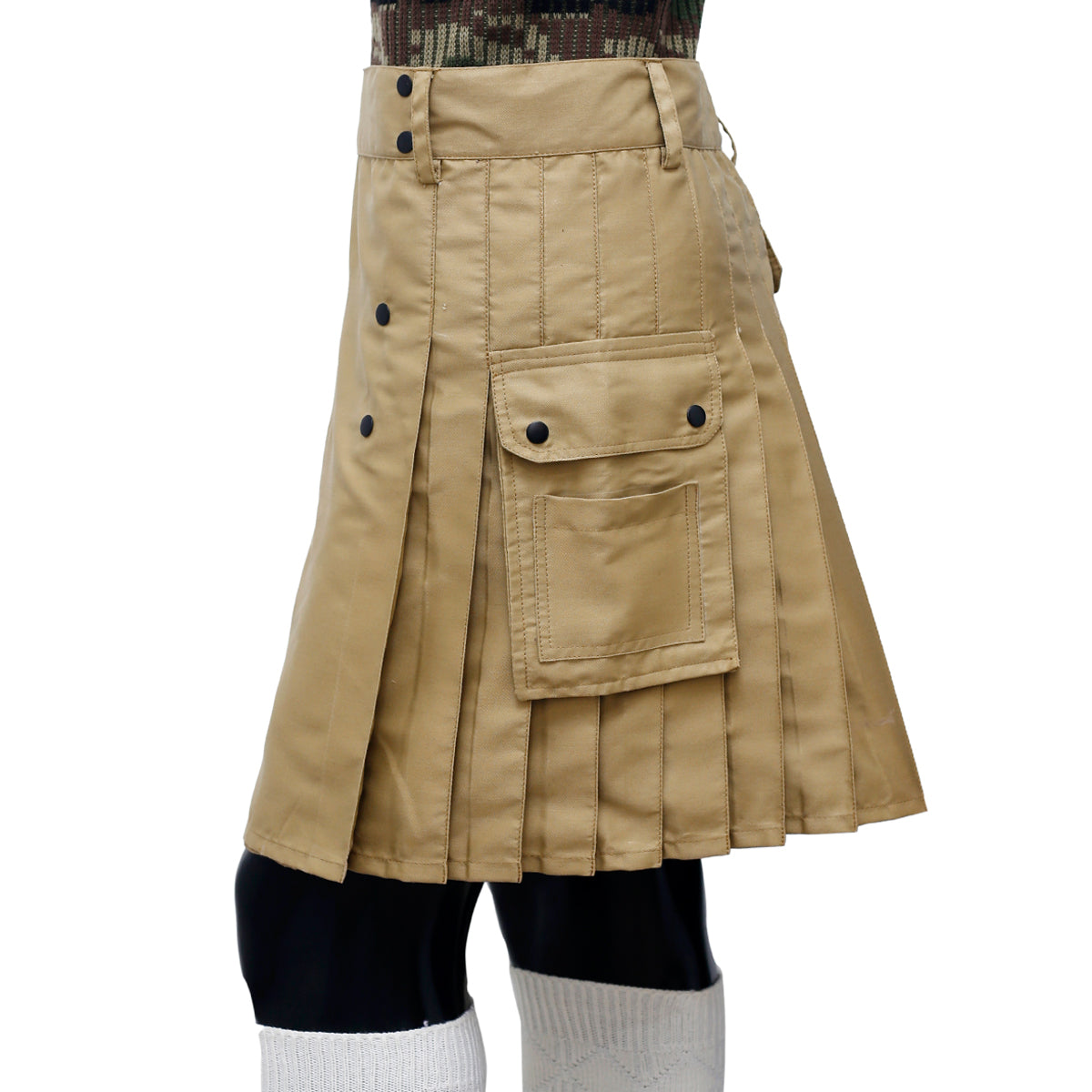 Khaaki Utility Kilt for Men Left