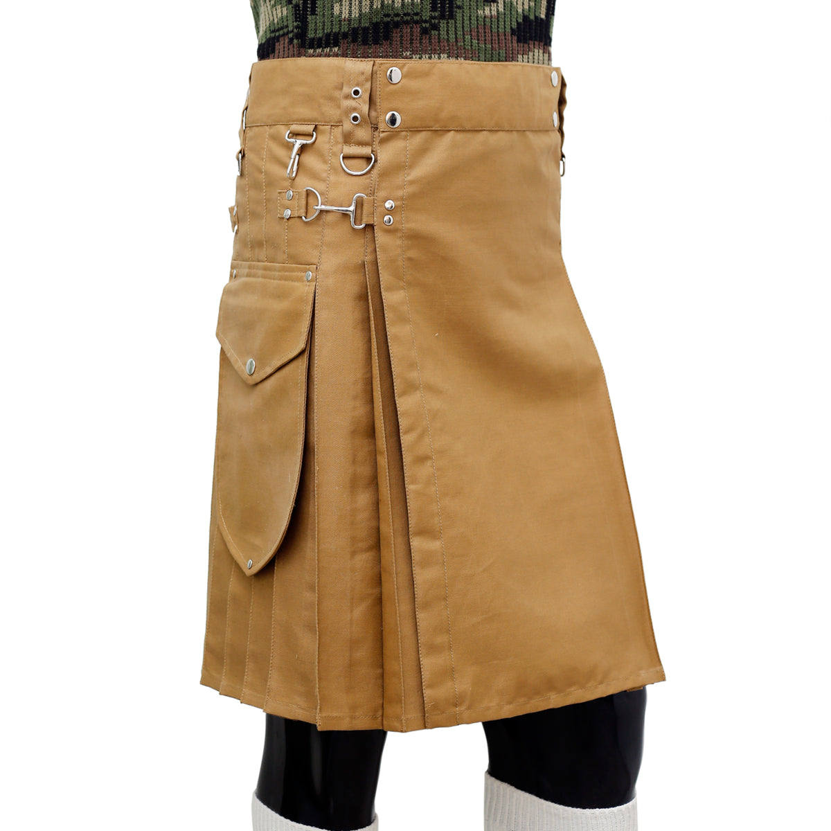 Khaaki Working Kilt Round Pocket Right