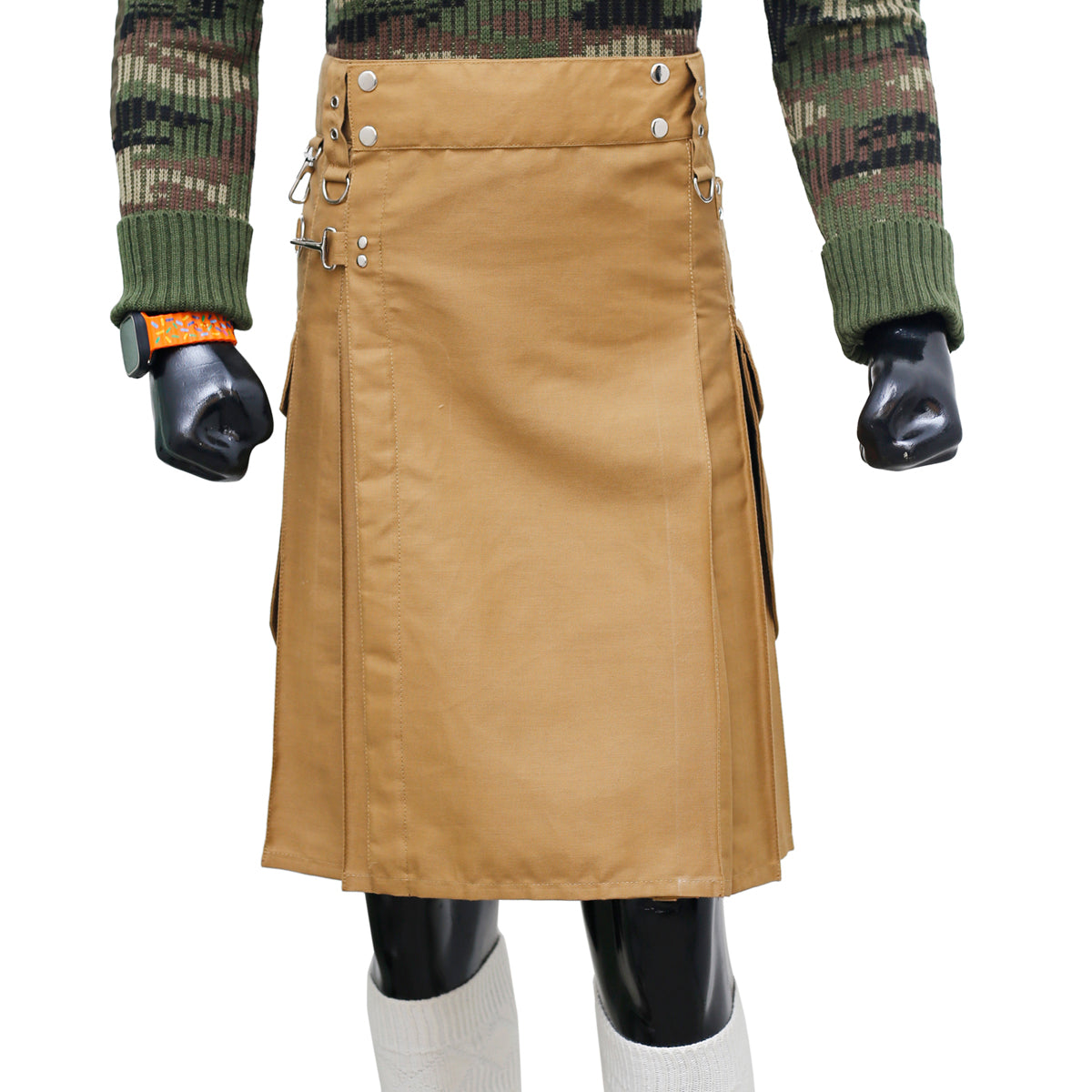 Khaaki Working Kilt Round Pocket