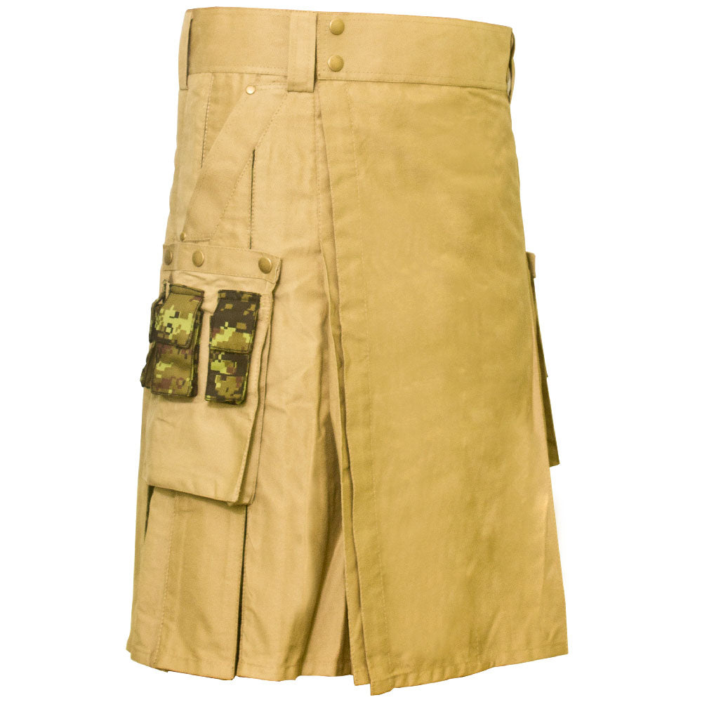 Khaki Hybrid Kilt for Men