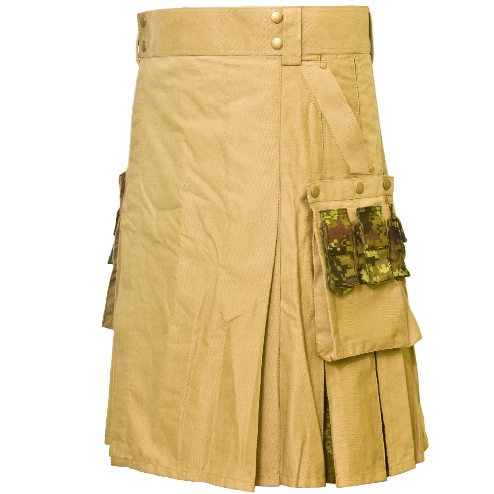 Khaki Hybrid Kilt for Men