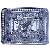 Lady Harp Badge Chrome Kilt Belt Buckle 