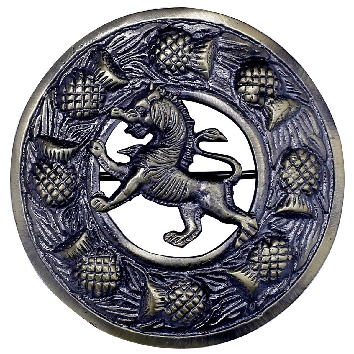Lion Rampant Badge Antique Kilt Fly Plaid Brooch