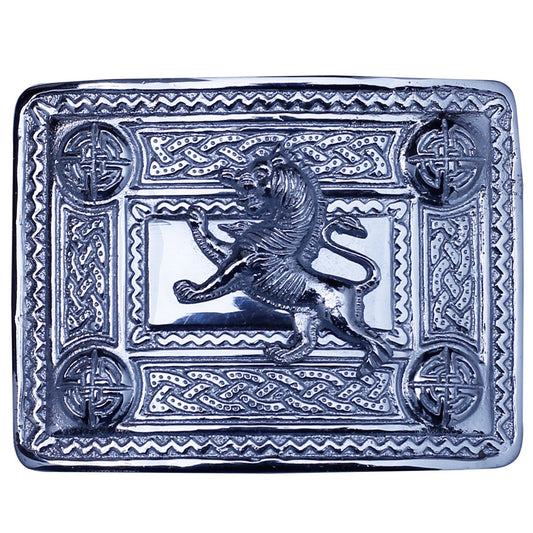 Lion Rampant Badge Chrome Kilt Belt Buckle