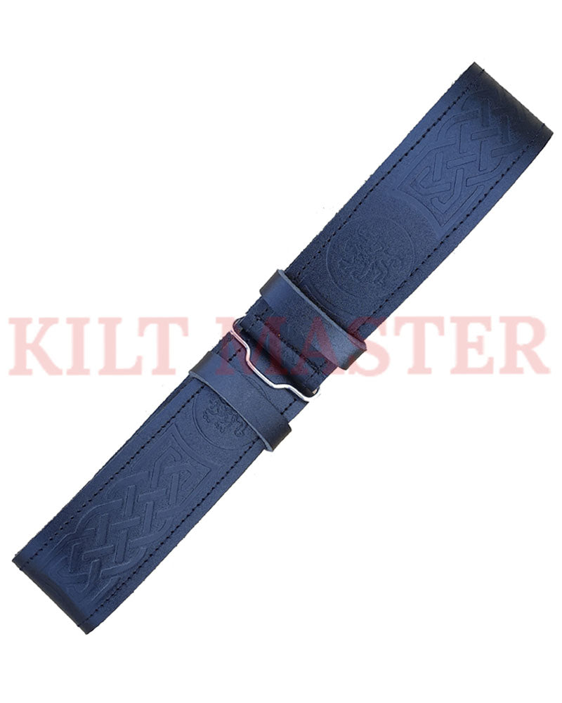 Lion Rampant Engraved Leather Kilt Belt