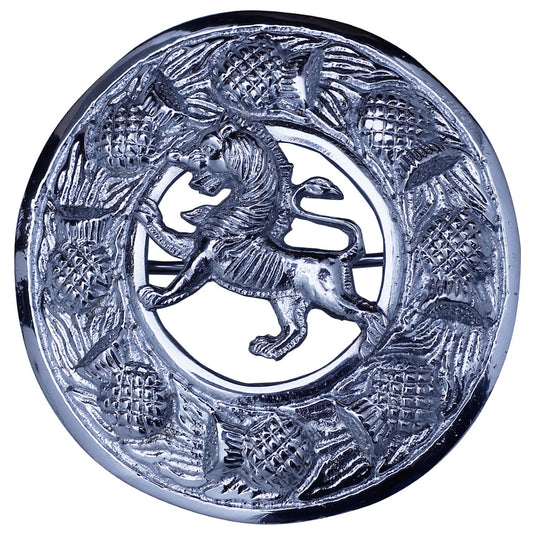 Lion Rampant Kilt Fly Plaid Brooch Front