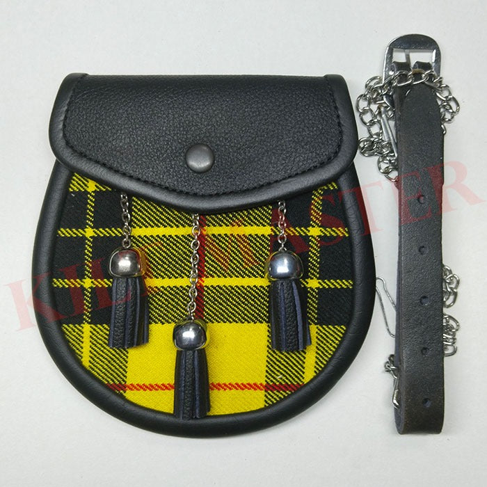 Macleod of Lewis Tartan Leather Sporran with Chain