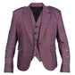Maroon Tweed Argyle Jacket And Vest