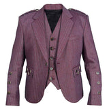 Maroon Tweed Argyle Jacket And Vest