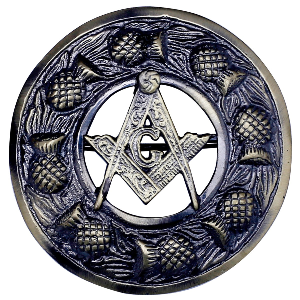 Masonic Badge Antique Kilt Fly Plaid Brooch