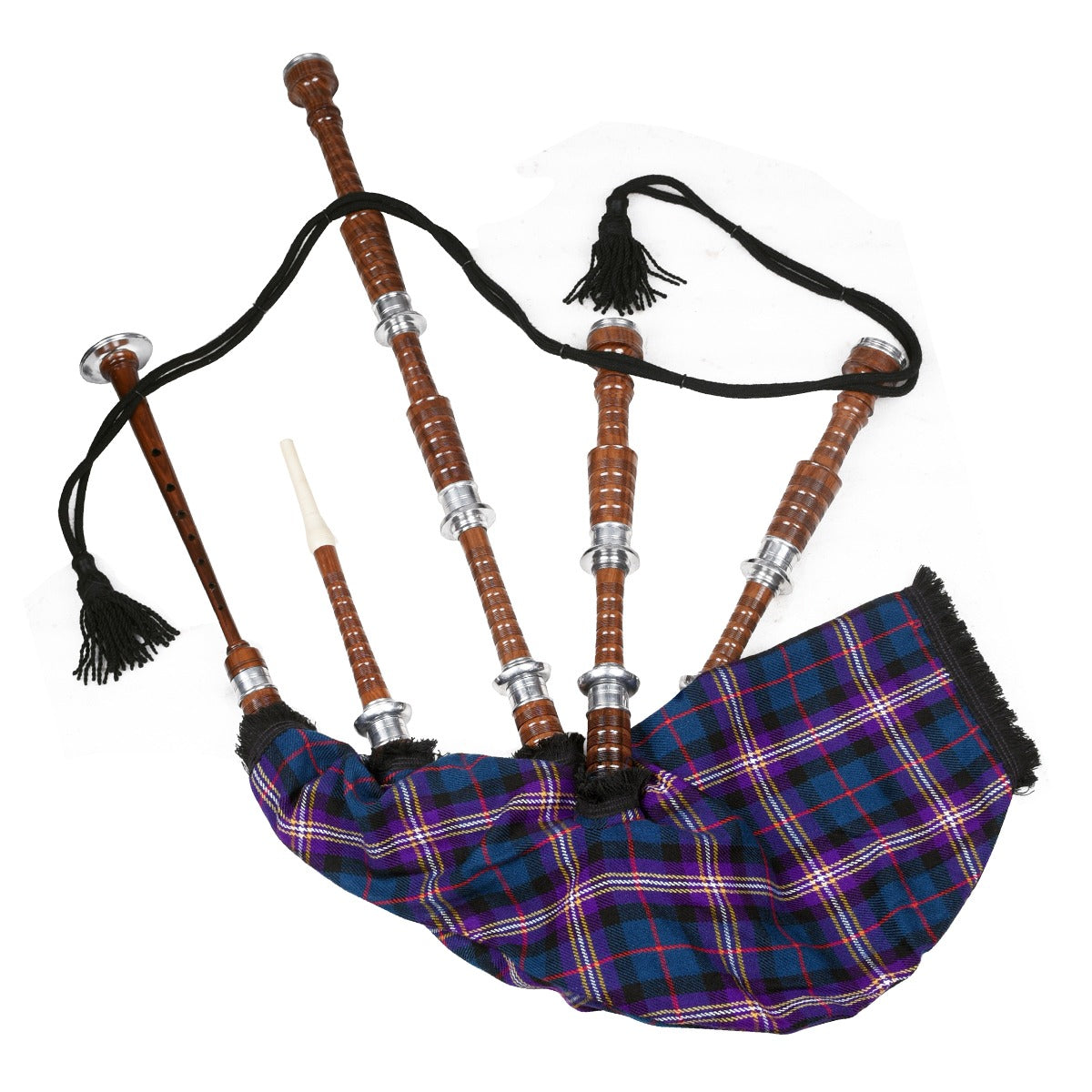 Masonic Tartan Natural Finish Scottish Bagpipe