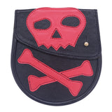Mens Gothic  Chrome Black Leather Sporran with Skull and Bones