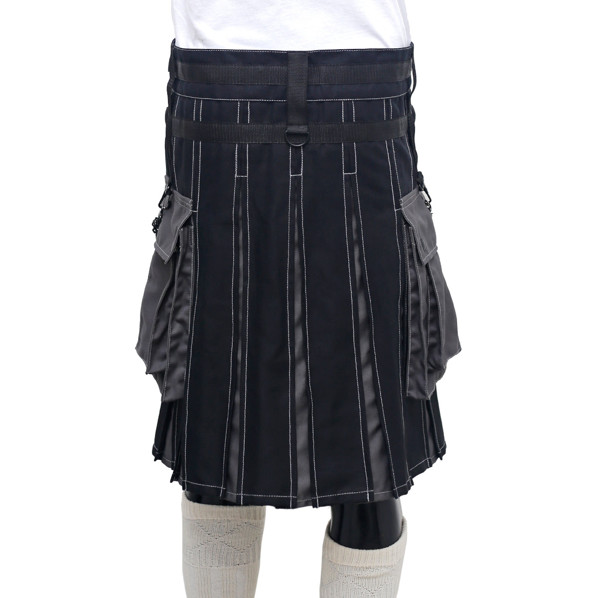 Black and Grey Utility Kilt Back