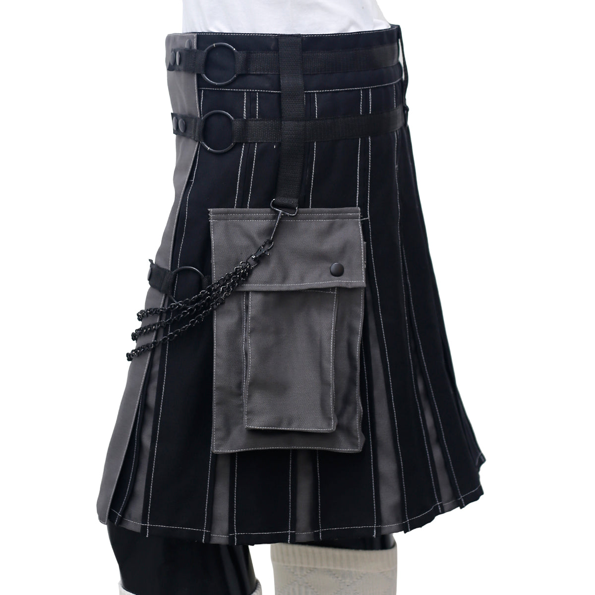Black and Grey Utility Kilt Left