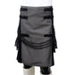 Black and Grey Utility Kilt Front