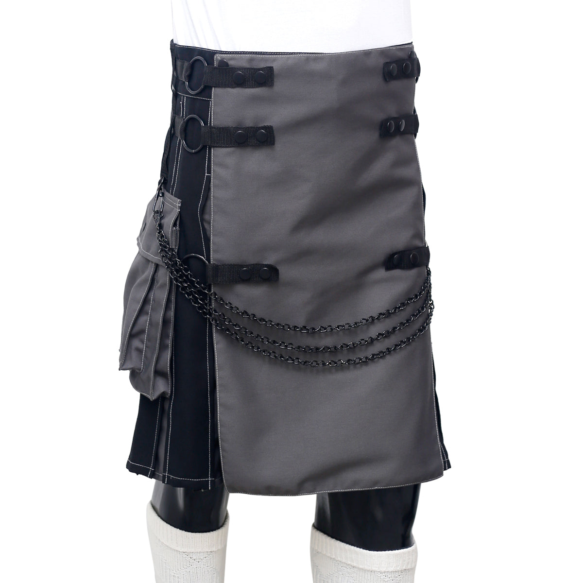 Black and Grey Utility Kilt Right