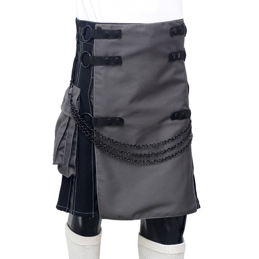 Black and Grey Utility Kilt Right