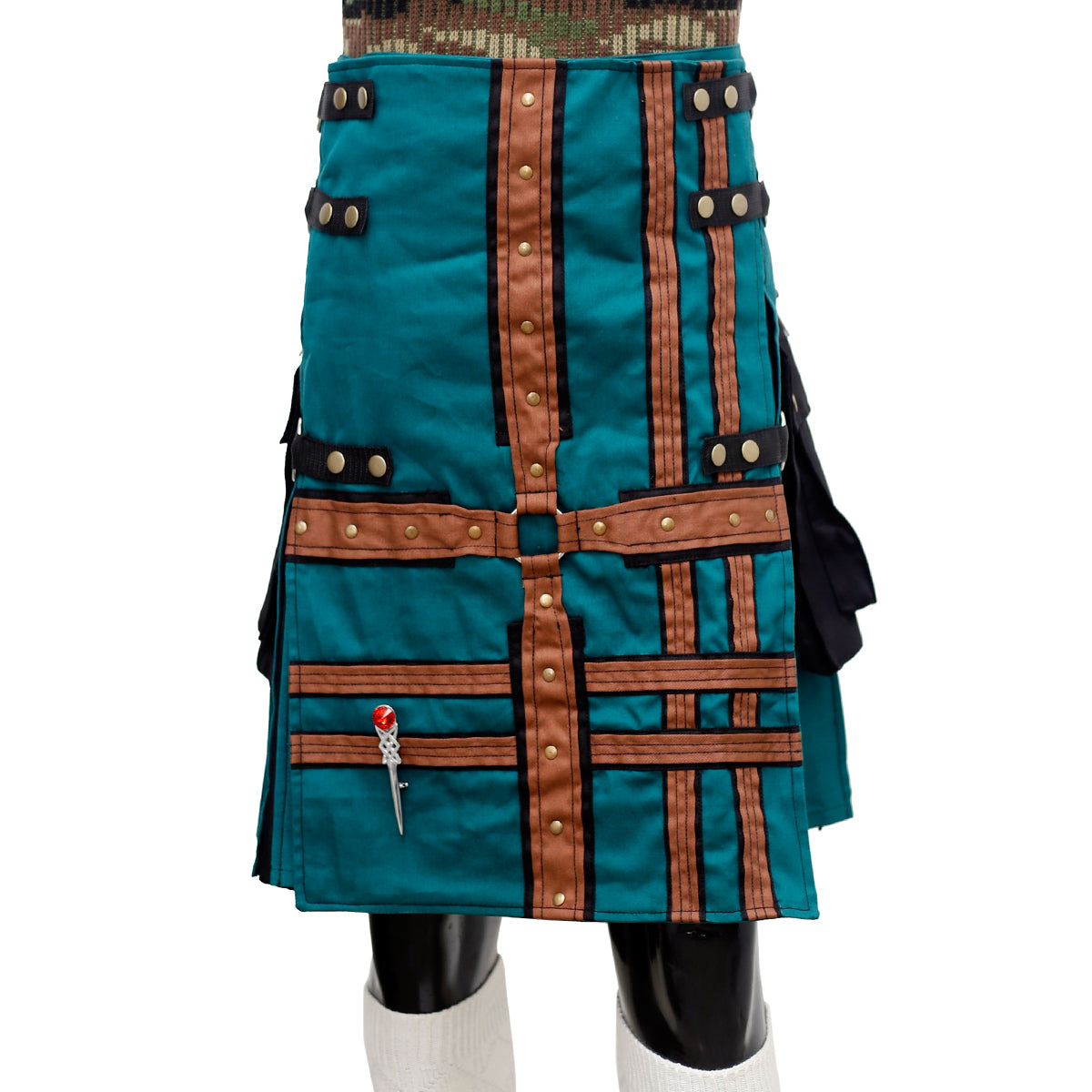 Modern Handmade Green Fashion kilt Front