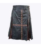 Modern Black and Brown Leather Kilt