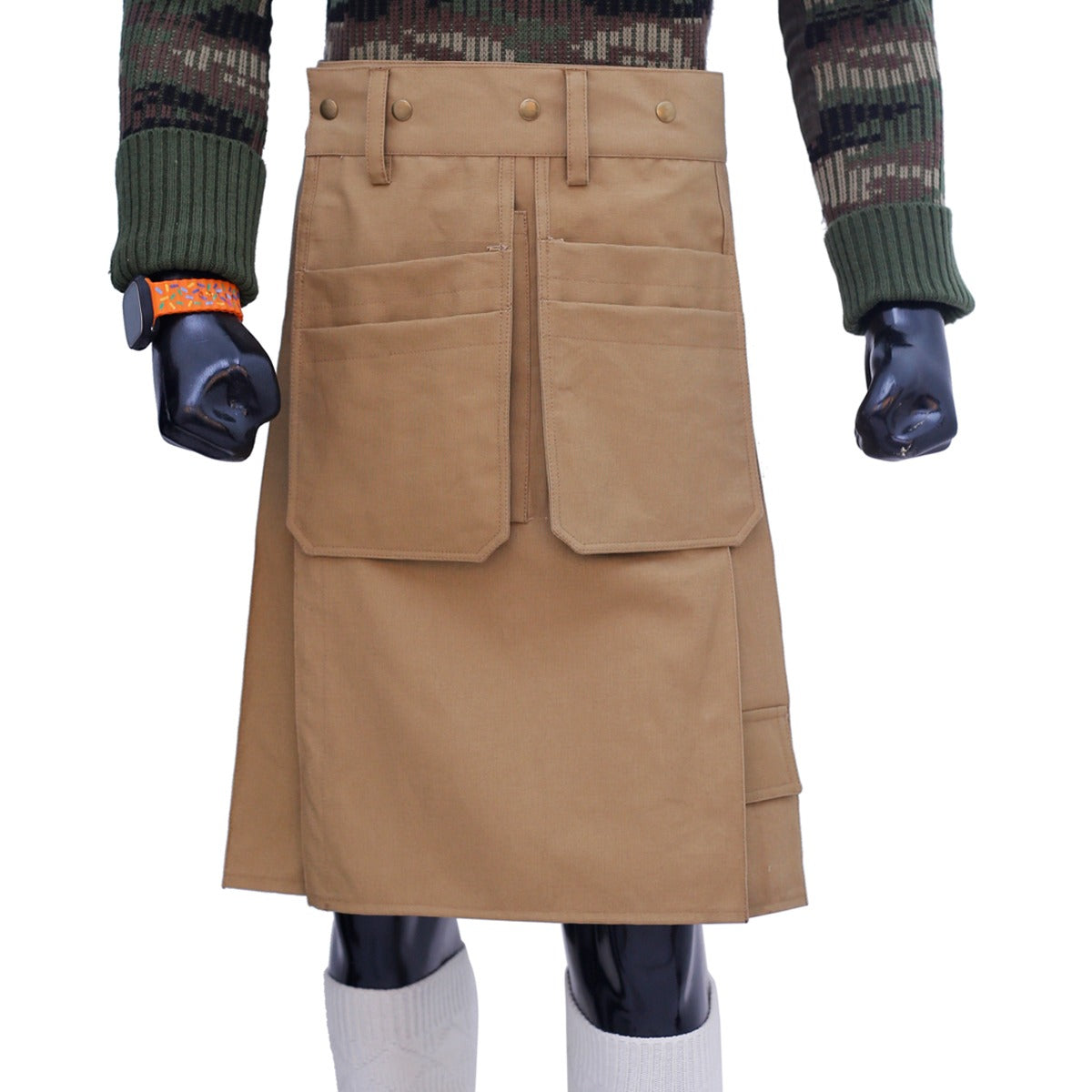 Multi Pocket Khaki Utility Working Kilt Main