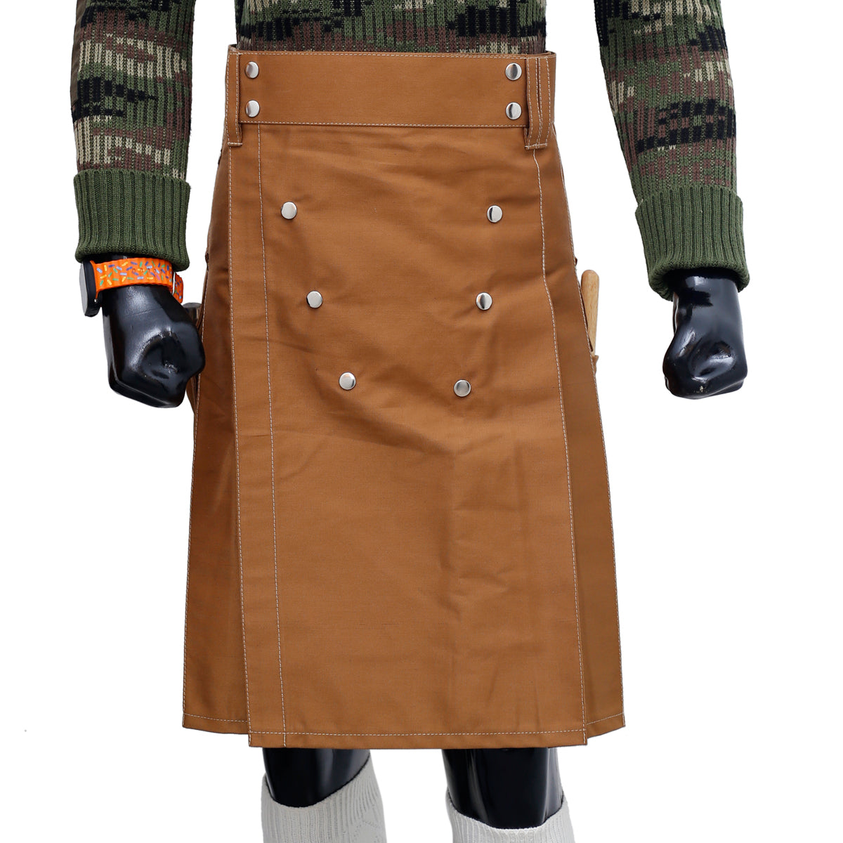 Multi Pocket Khaki Working Kilt Main