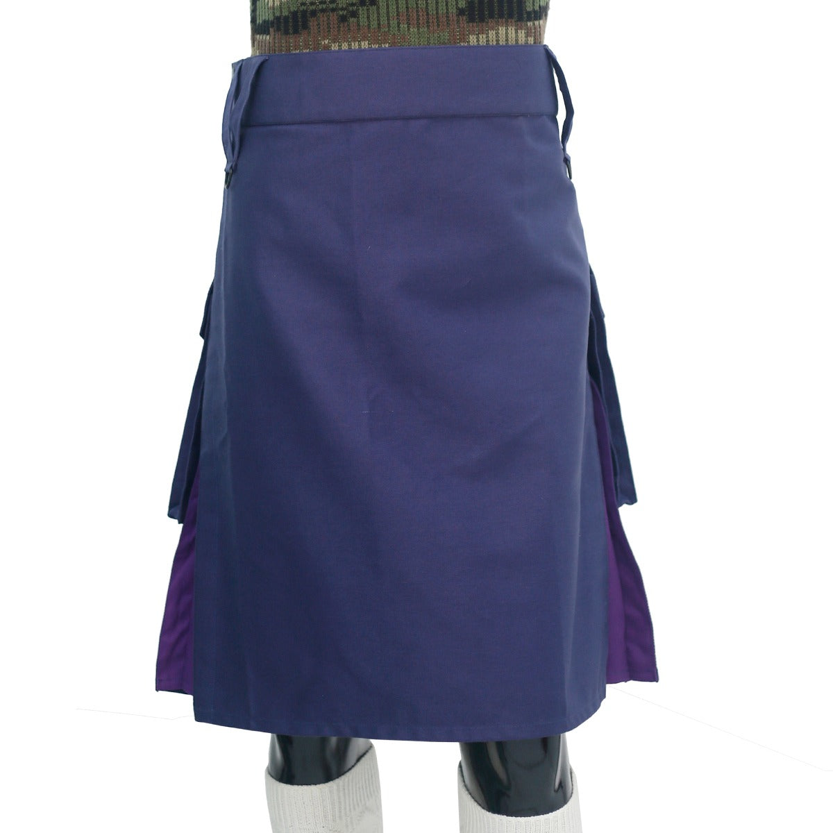 Navy Blue and Purple Hybrid Kilt Front