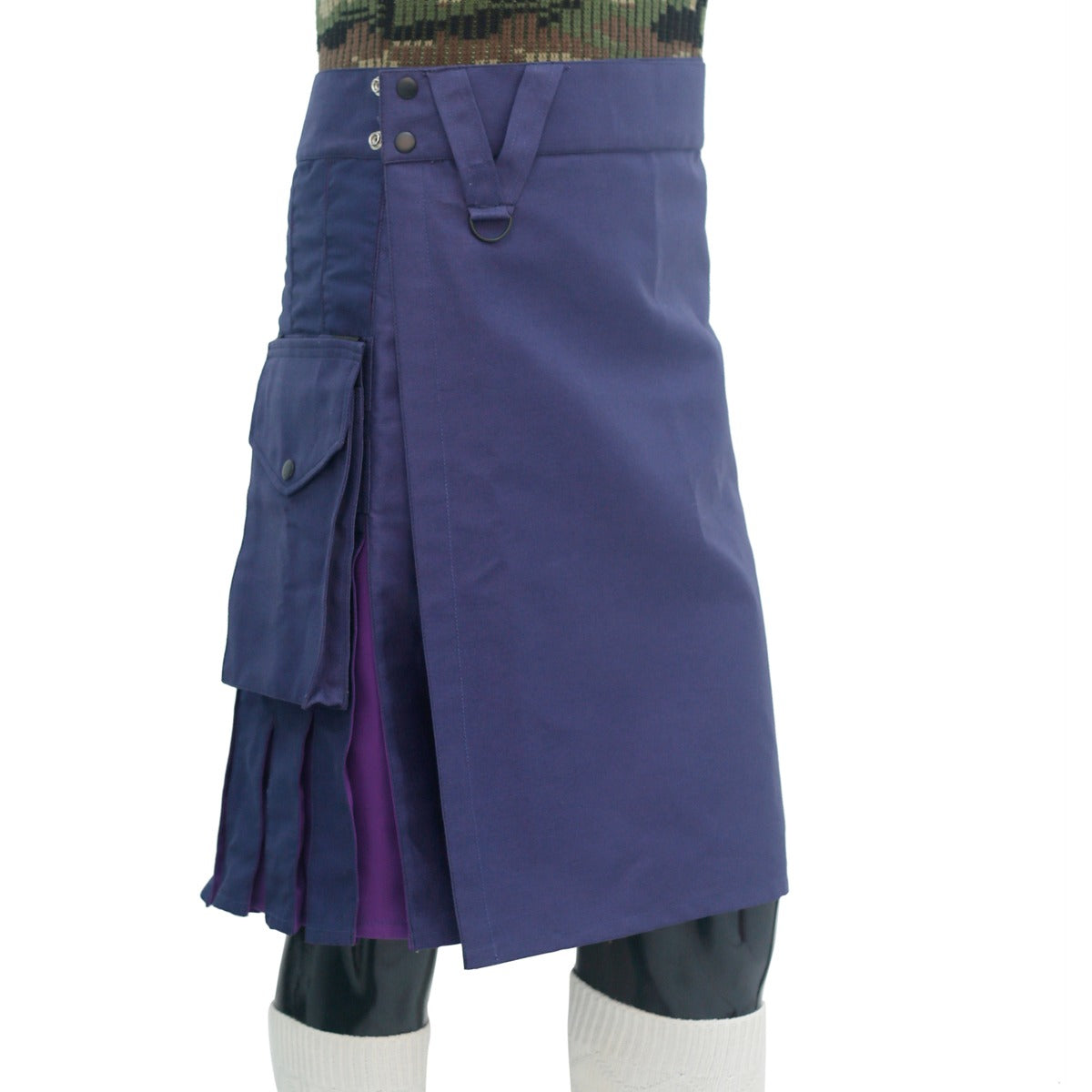 Navy Blue and Purple Hybrid Kilt Right