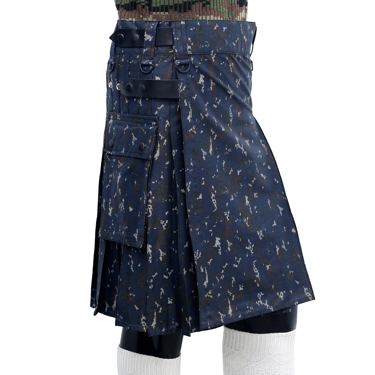 Navy Blue Camouflage Hybrid Kilt
