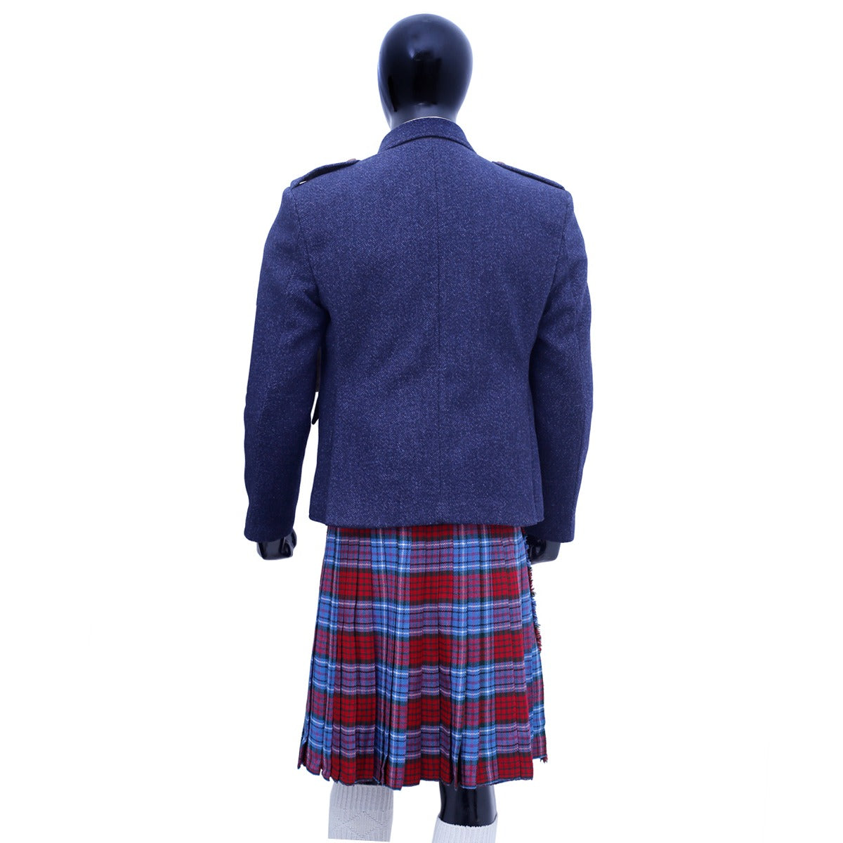 Navy Blue Tweed Argyll Jacket with Vest Back Photo