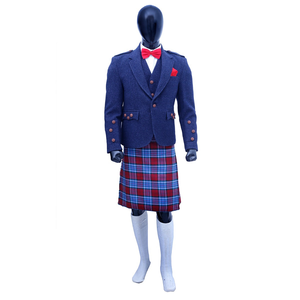 Navy Blue Tweed Argyll Jacket with Vest Complete