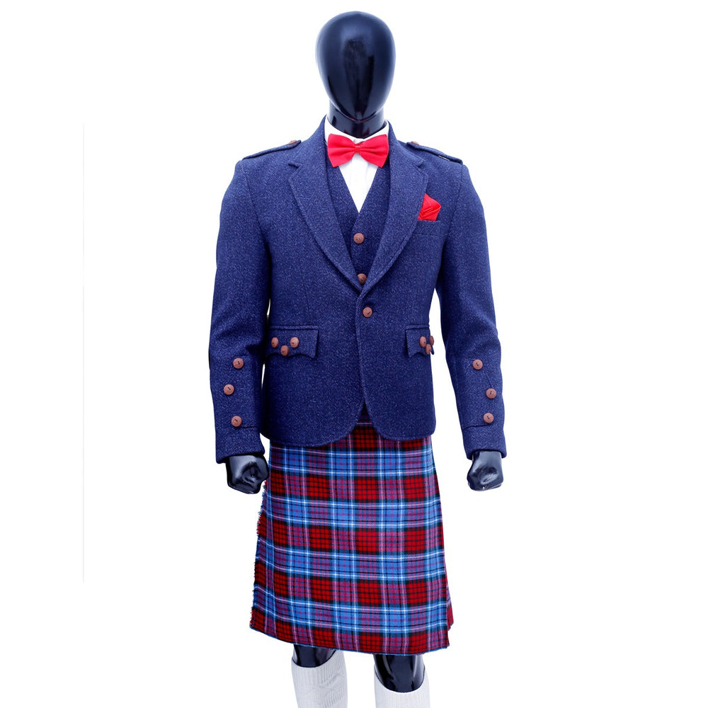 Navy Blue Tweed Argyll Jacket with Vest Main