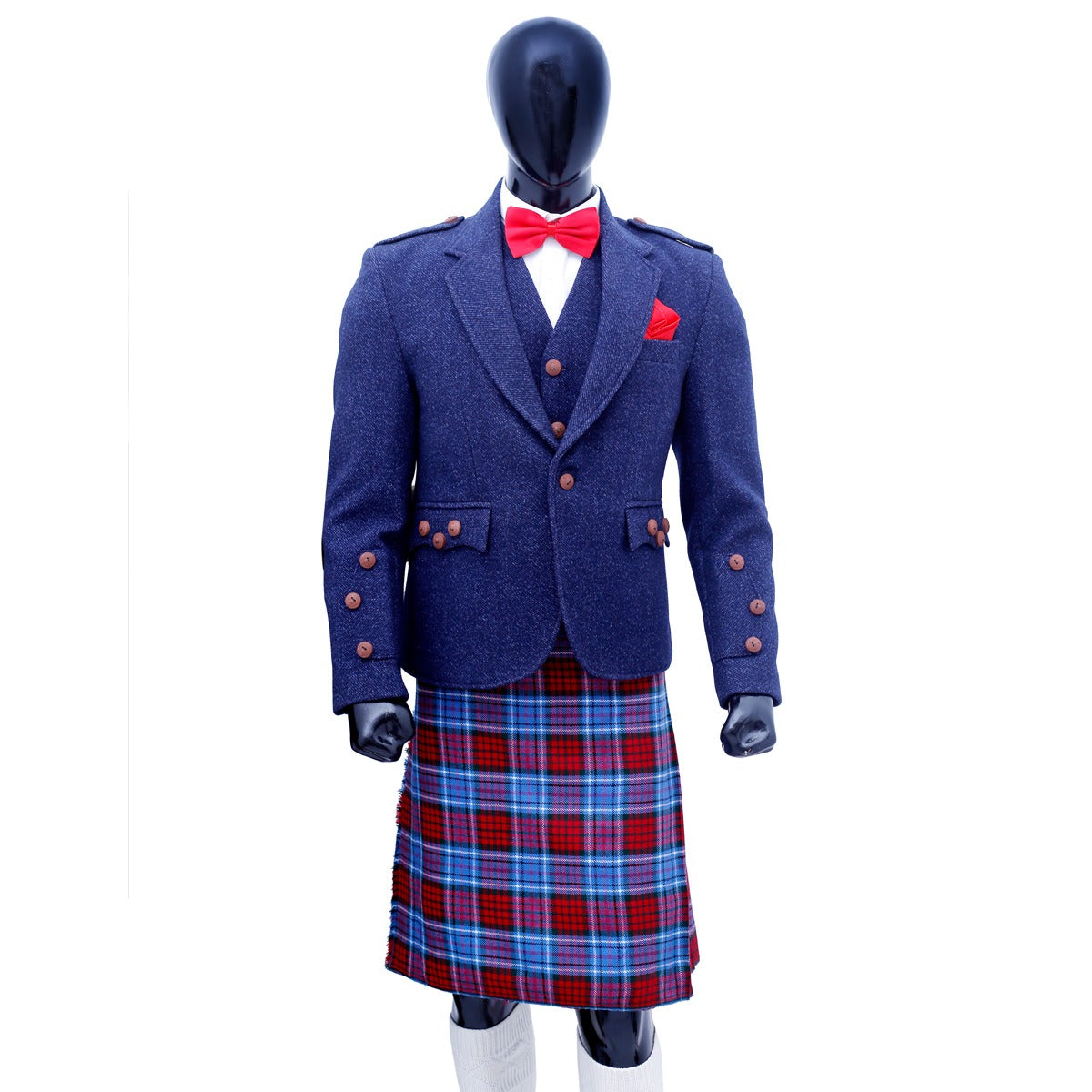 Navy Blue Tweed Argyll Jacket with Vest Main