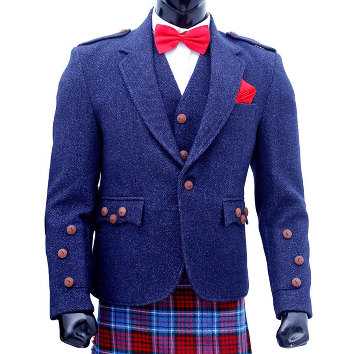 Navy Blue Tweed Argyll Jacket with Vest Photo