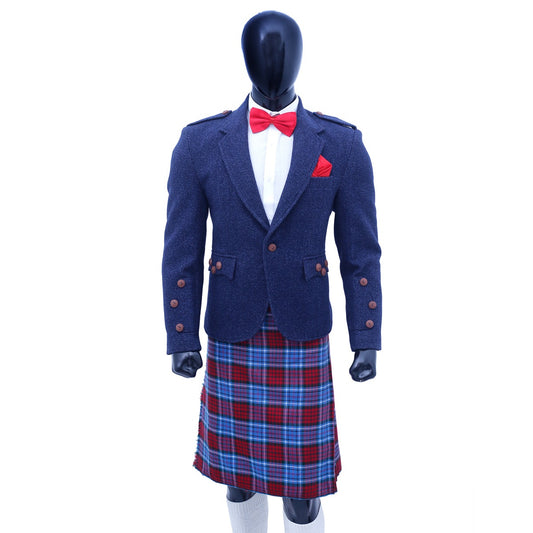 Navy Blue Tweed Argyll Jacket 