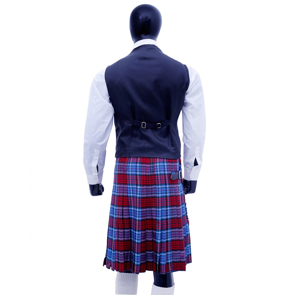 Navy Blue Tweed Vest Back