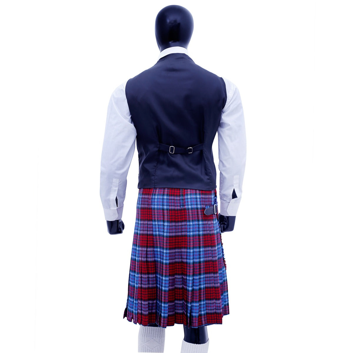 Navy Blue Tweed Vest Back