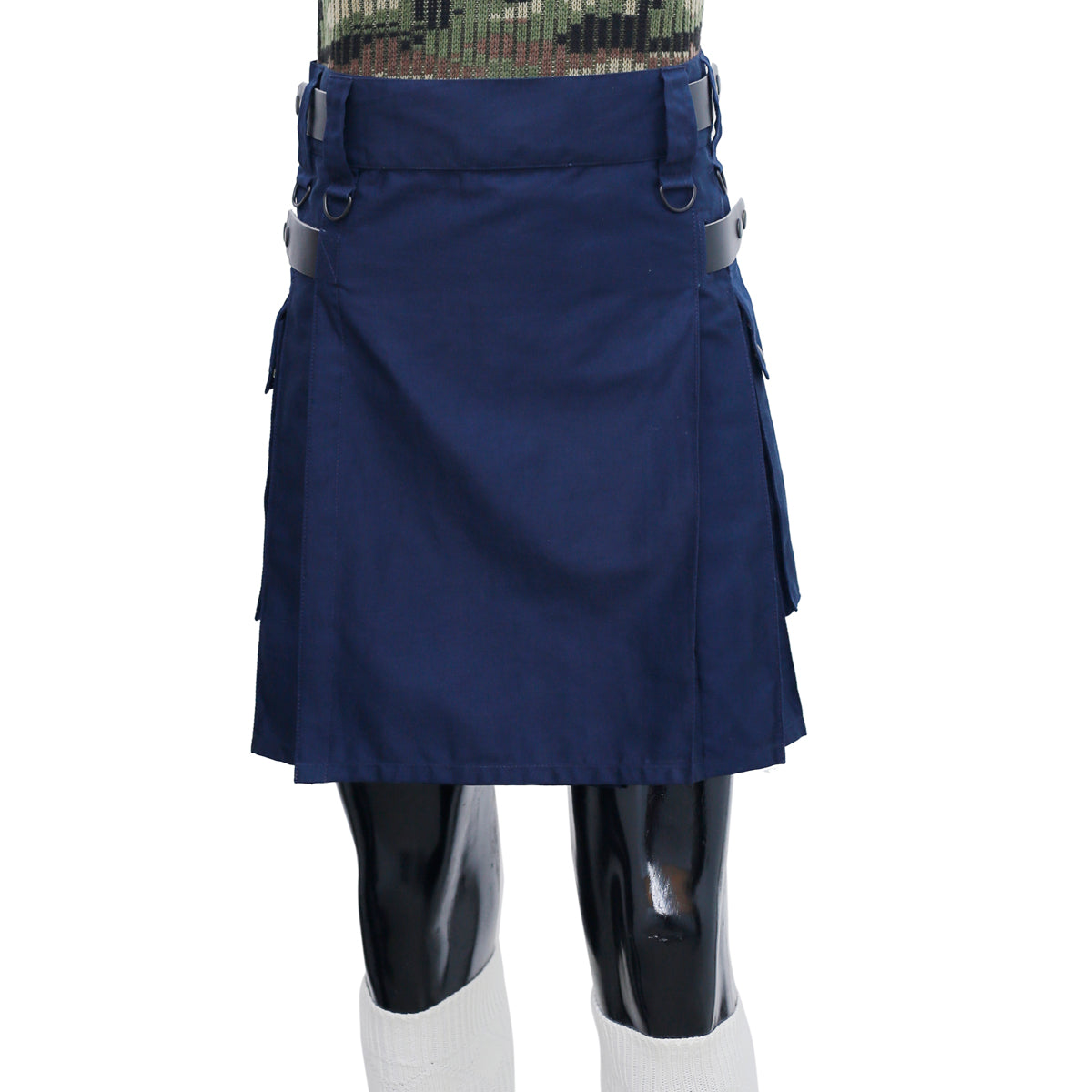 Navy Blue Utility Kilt with Leather straps