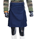 Navy Blue Utility Kilt with Leather straps