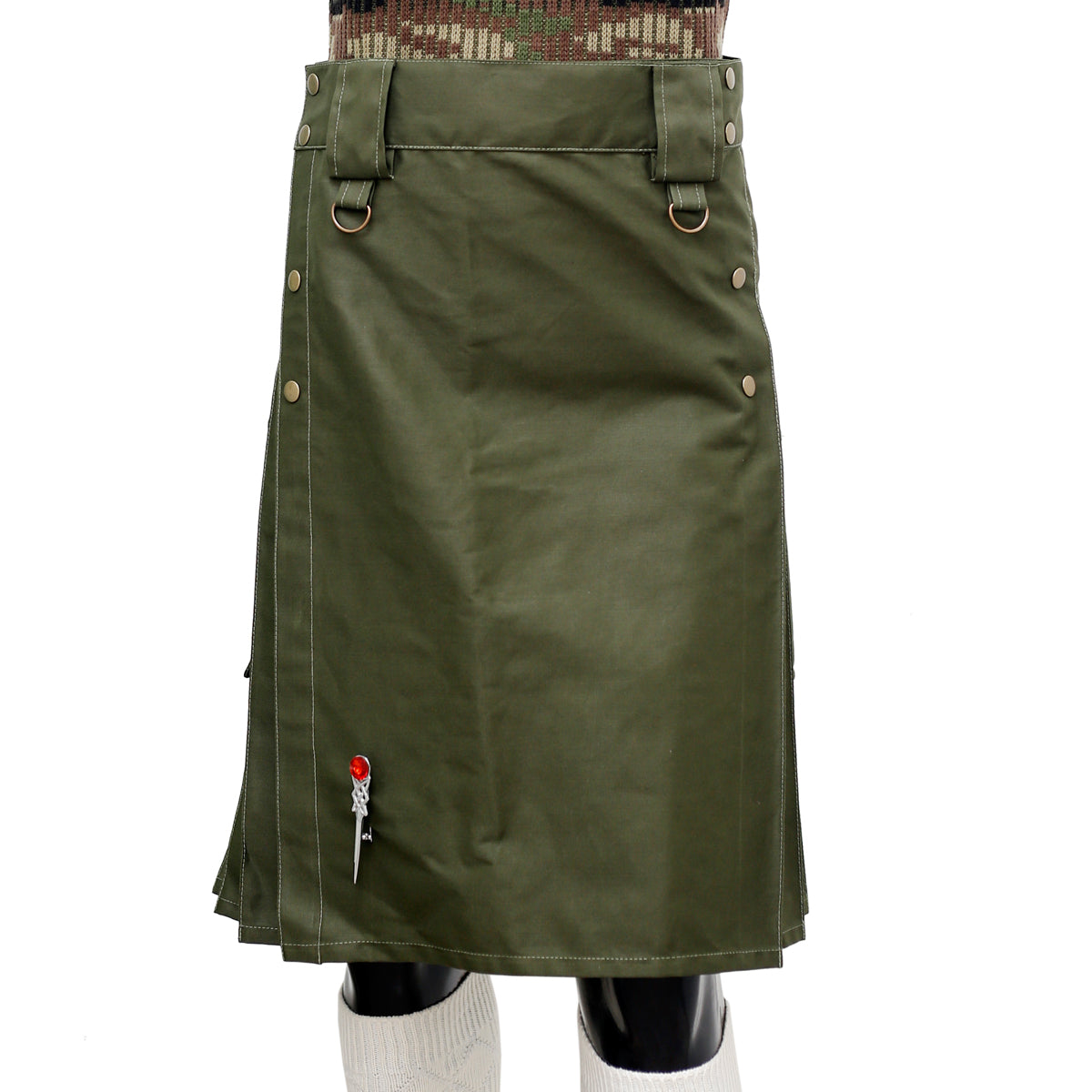 Olive Green Tactical Duty Kilt Front