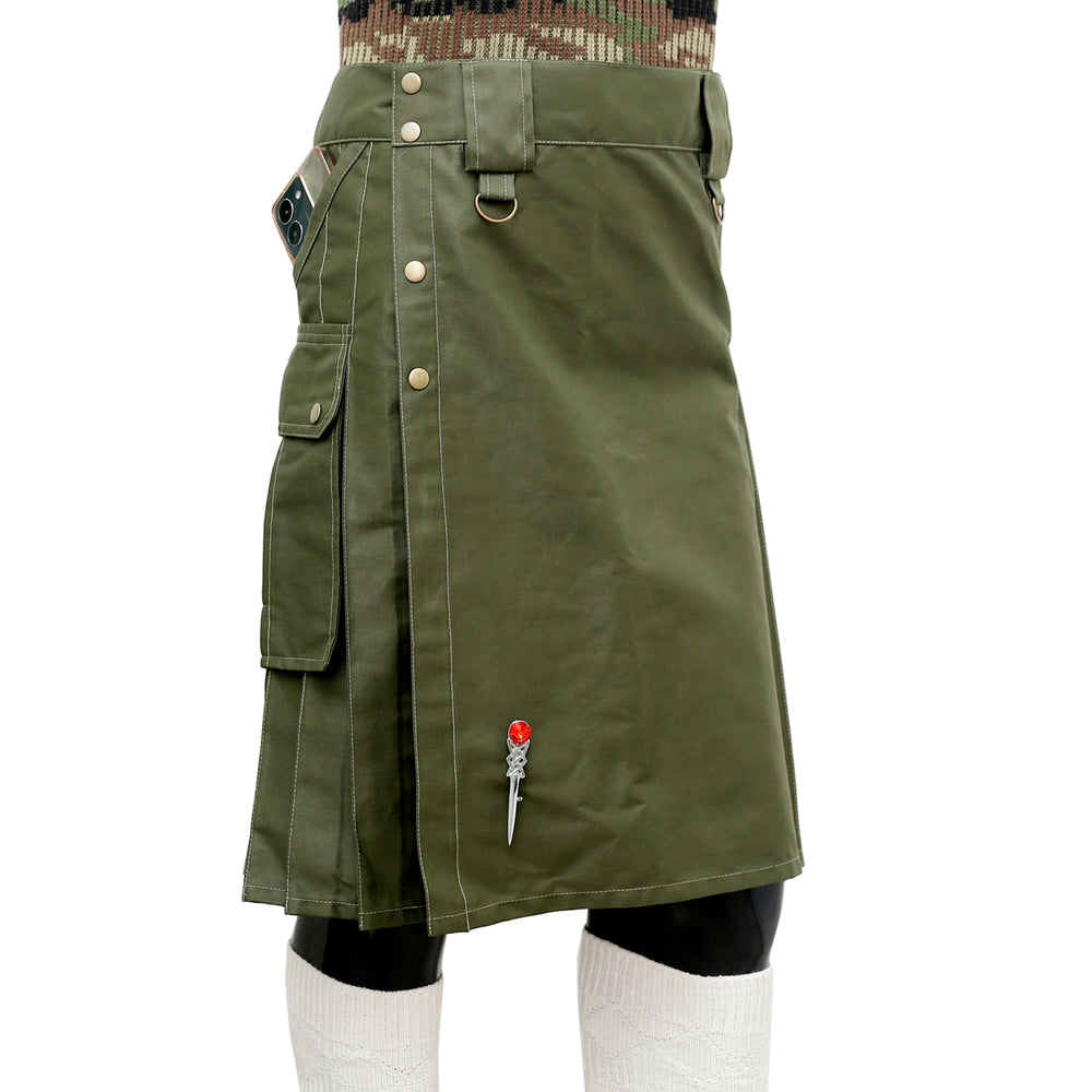 Olive Green Tactical Duty Kilt Right