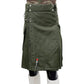 Olive Green Working Kilt with Round Pocket Front