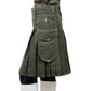 Olive Green Working Kilt with Round Pocket Left