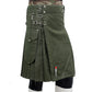 Olive Green Working Kilt with Round Pocket Right