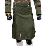 Olive Green Working Kilt with Round Pocket